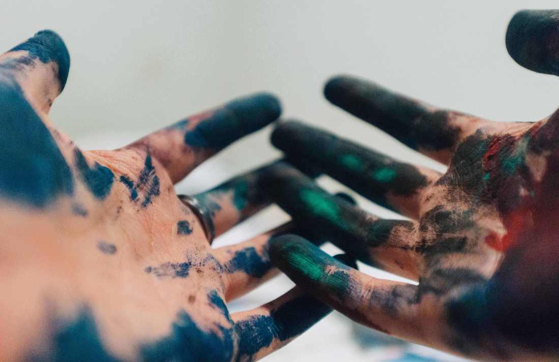 Two painted hands of a person